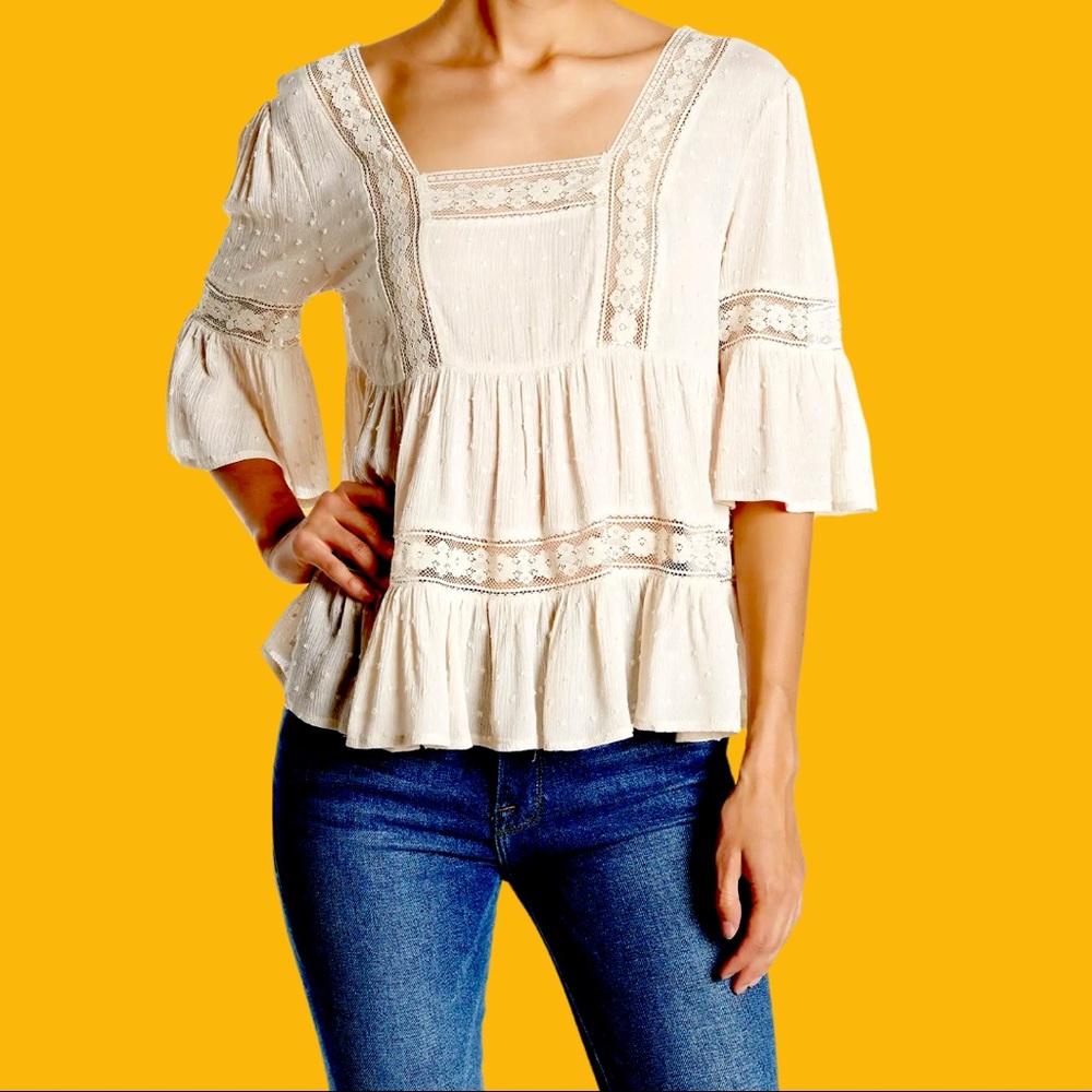 Free People Cropped Lace Top XS